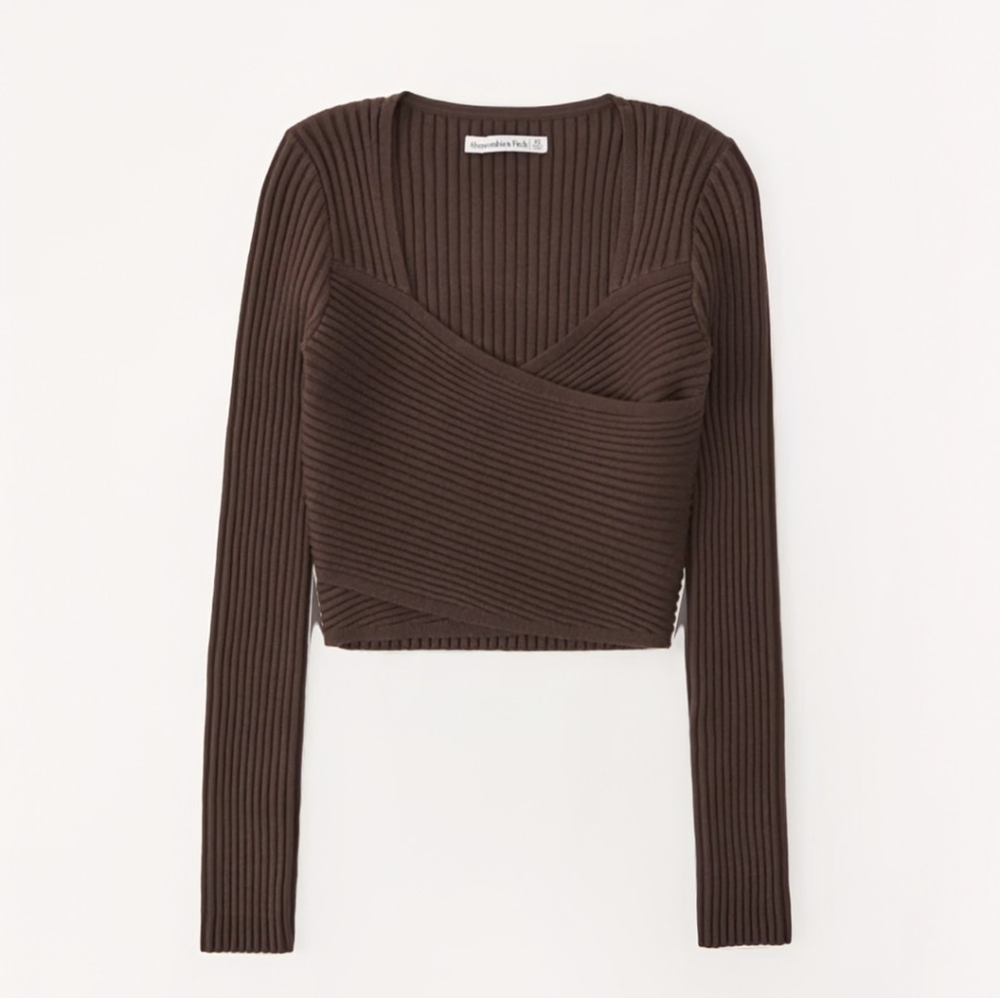 Abercrombie LuxeLoft Slim Wrap Sweater | Brown | Size Medium